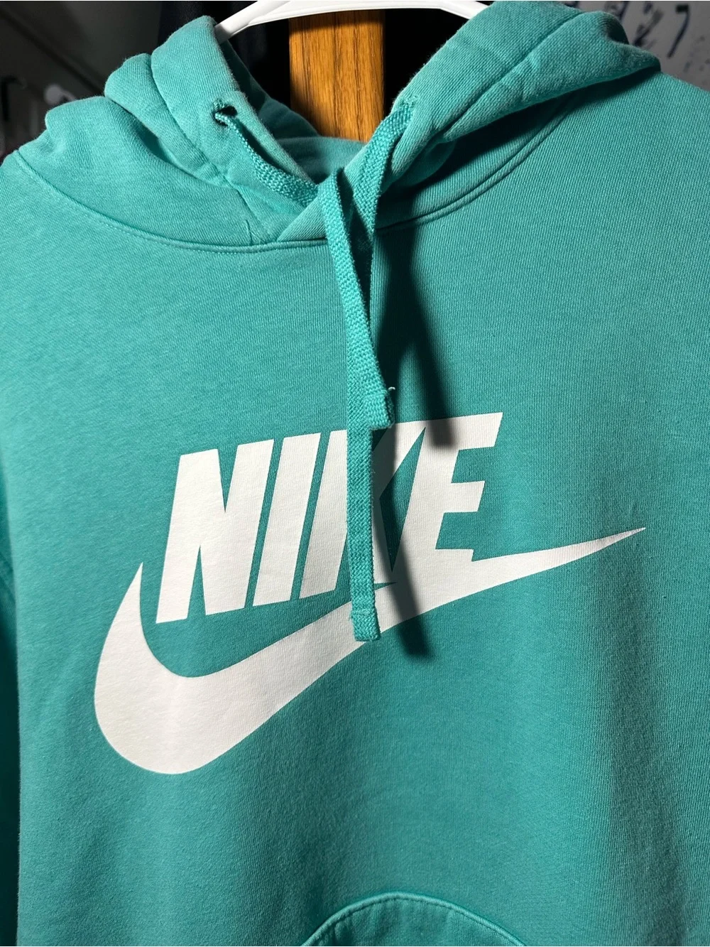 Nike Turquoise Pullover Hoodie with White Logo